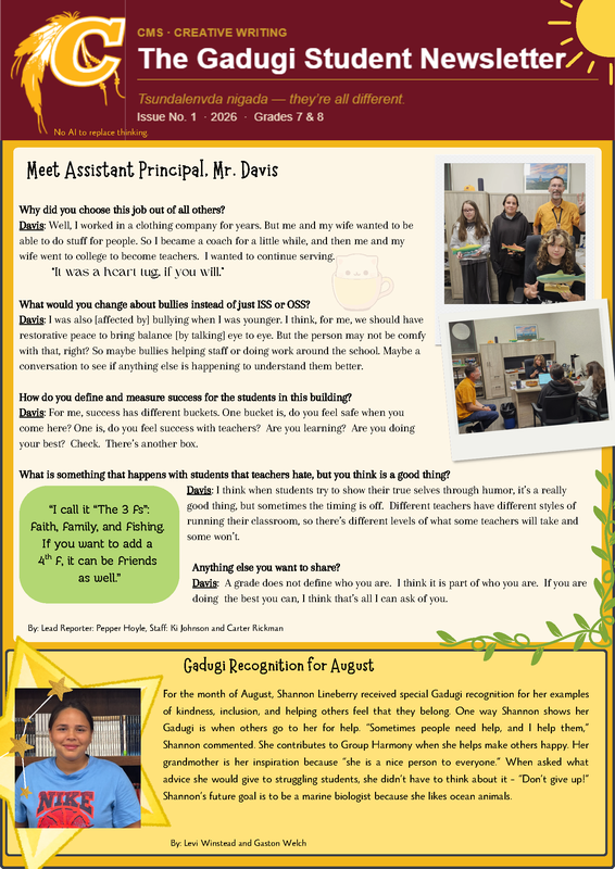 The Gadugi Student Newsletter