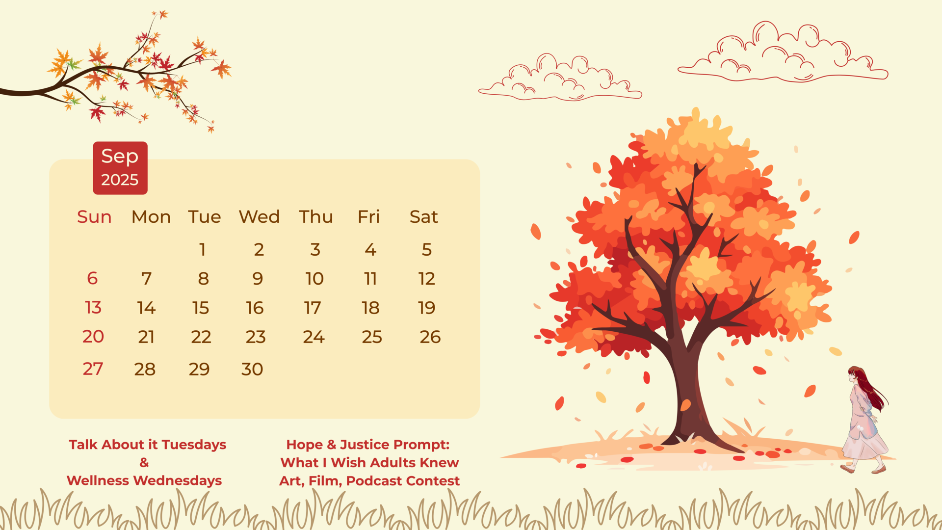 September Calendar Illustration