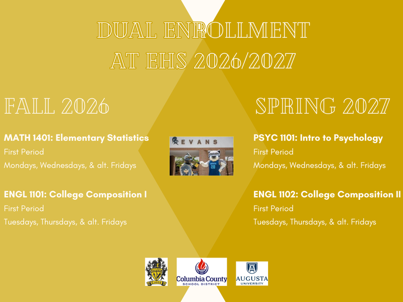 Gold flyer advertising dual enrollment classes at EHS