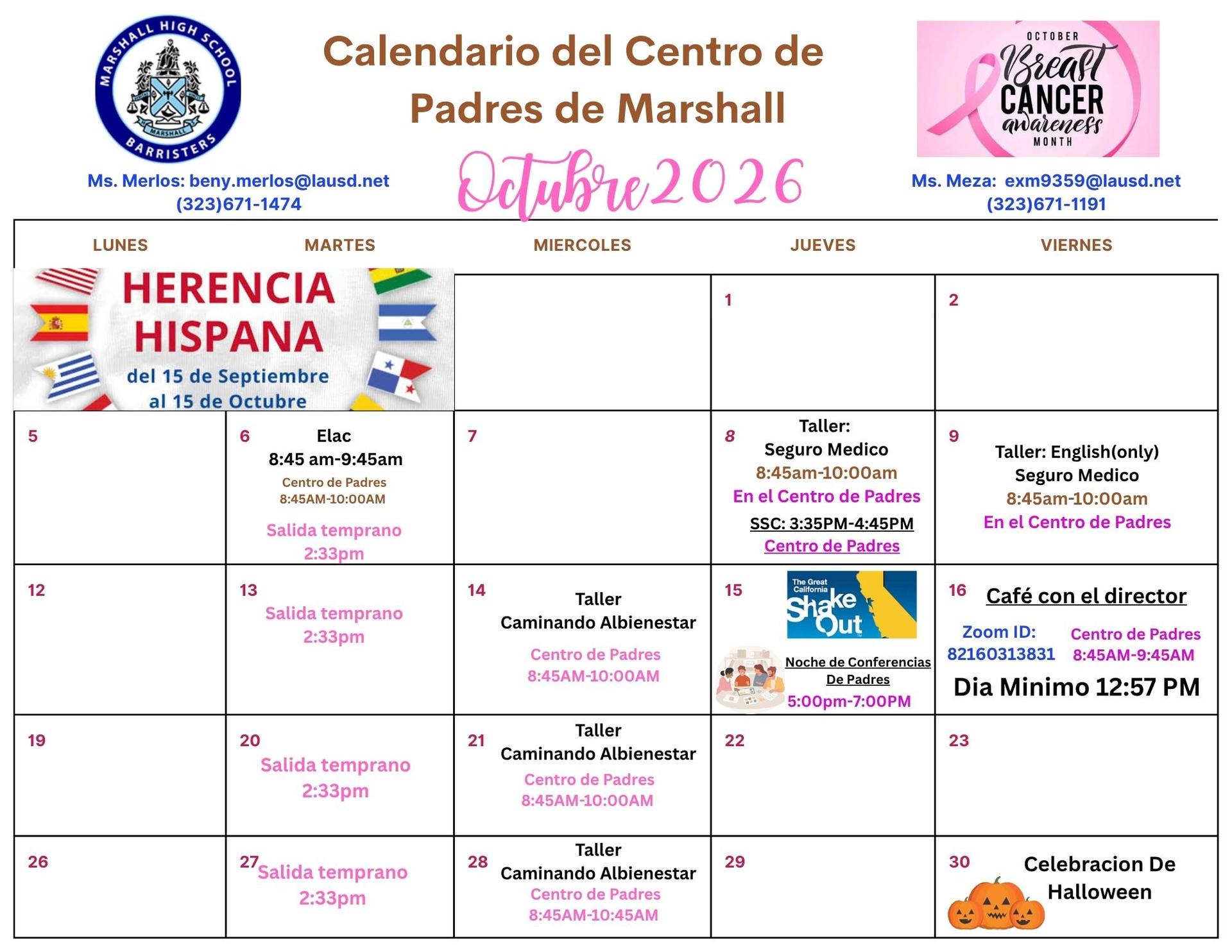 Calendario de Octubre 2026