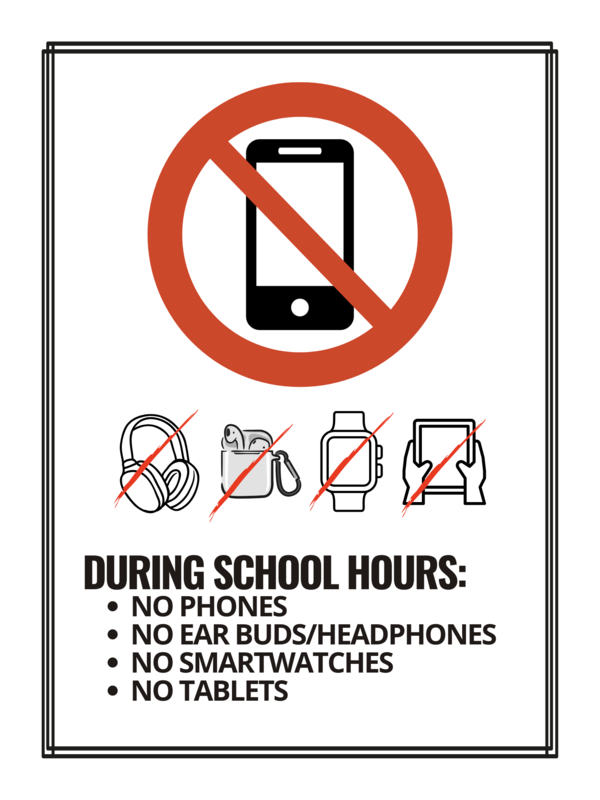 Photo of a banned cell phone plus other devices.