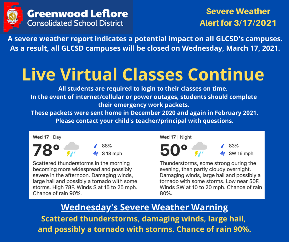 Mississippi schools announce closures due to severe weather