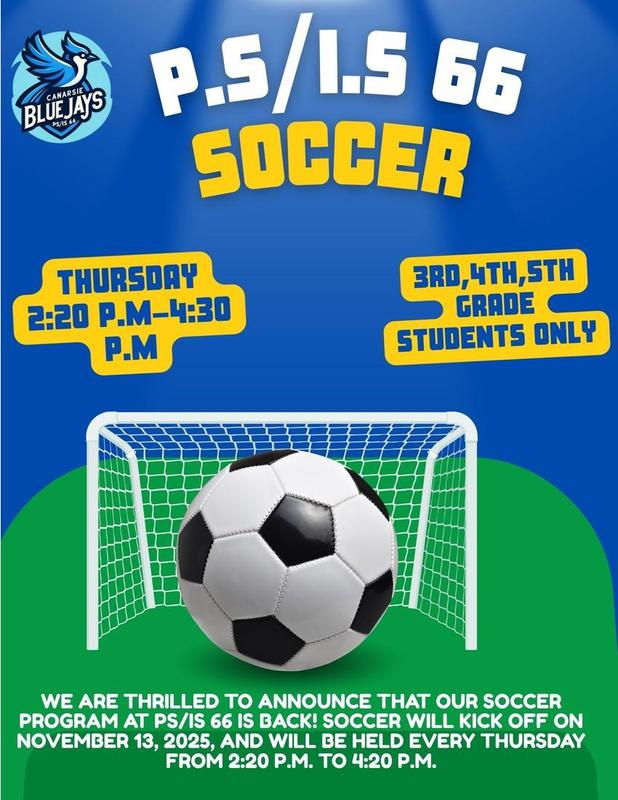 Flyer showing that the Boys Soccer team will meet every Thursday's 2:20 P.M. - 4:20P.M.