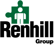 The Renhill Group logo with the outline of a person in a green puzzle piece