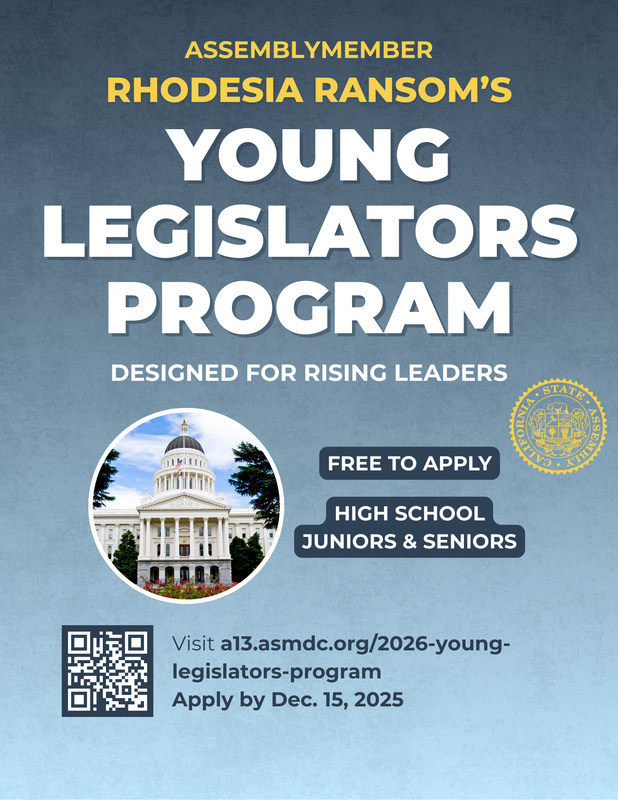 Assemblymember Rhodesia Ransom’s Young Legislators Program (Extended 12/15) Featured Photo