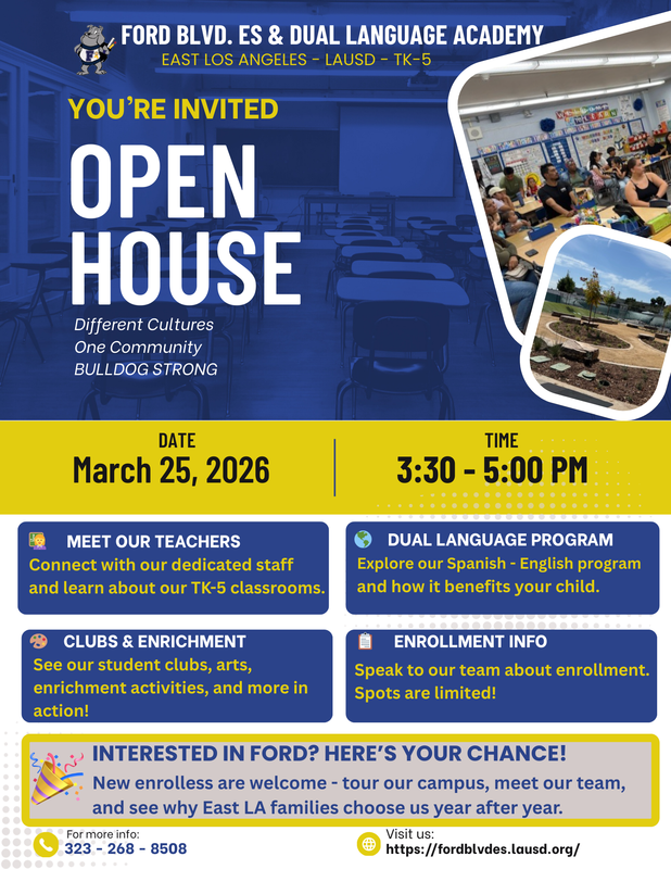 open house flyer inviting parents on Wednesday March 25th