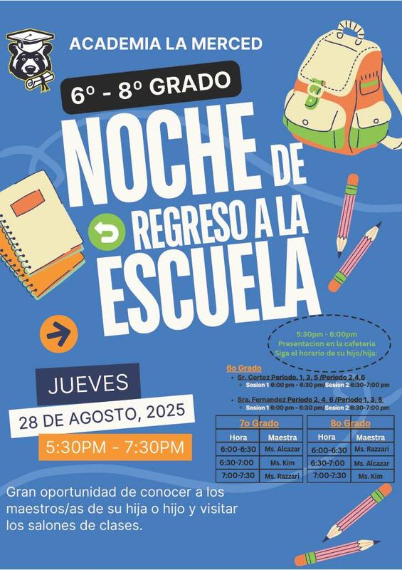 Back to School Night Flyer spanish