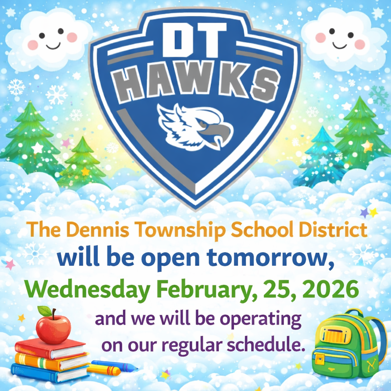 School Will Be Open Tomorrow, Wednesday February 25, 2026