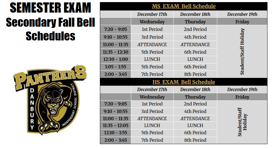 Semester Exam Schedule