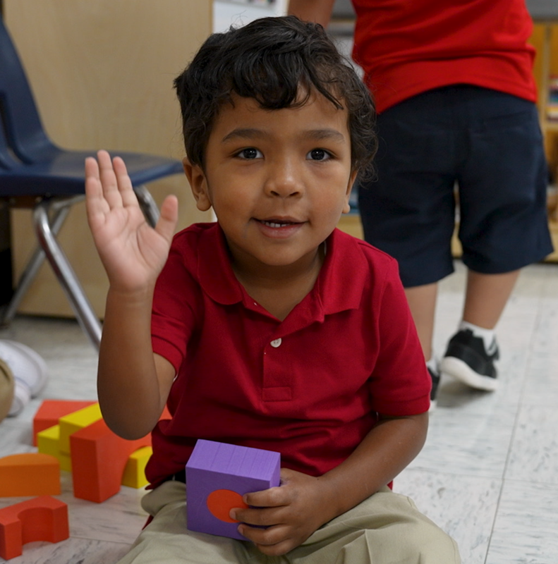 Kid playing with blocks