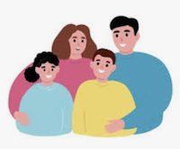 illustration of family. mother, father, two kids