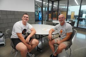 Jacob Welch meets with his mentor TK maintenance supervisor Gary White.