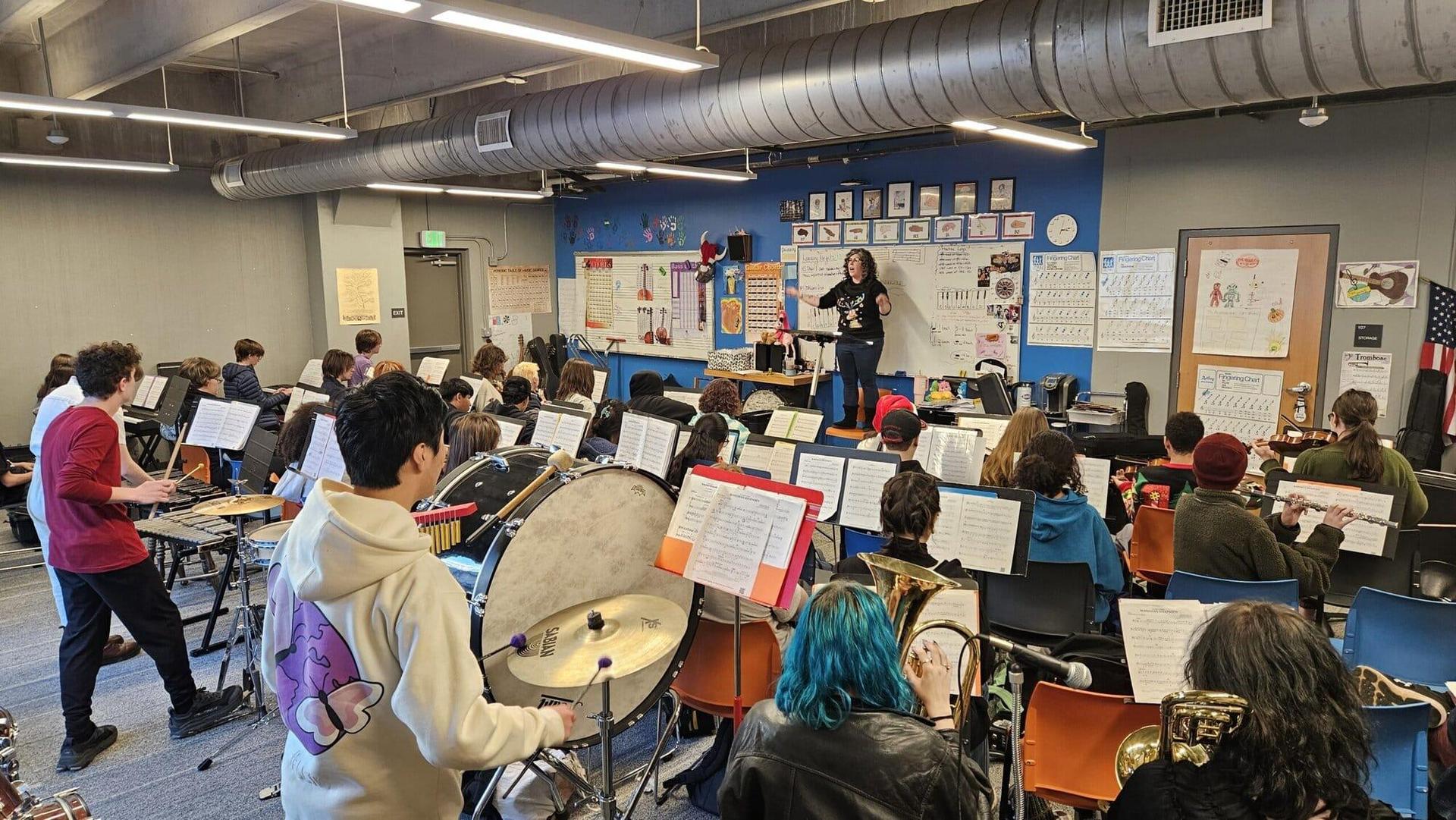  Modern Orchestra practicing in the music room