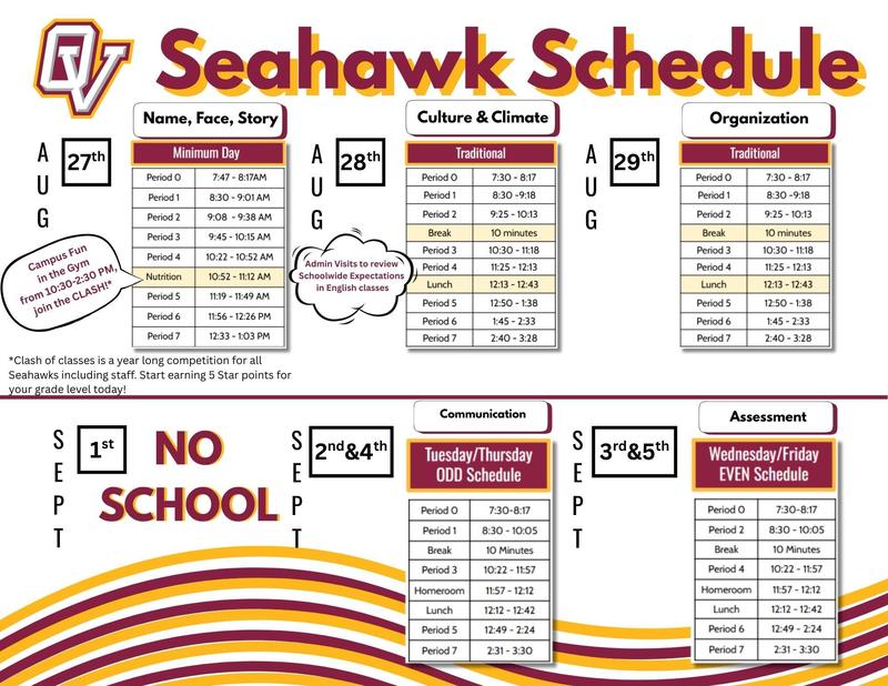 1st week schedule