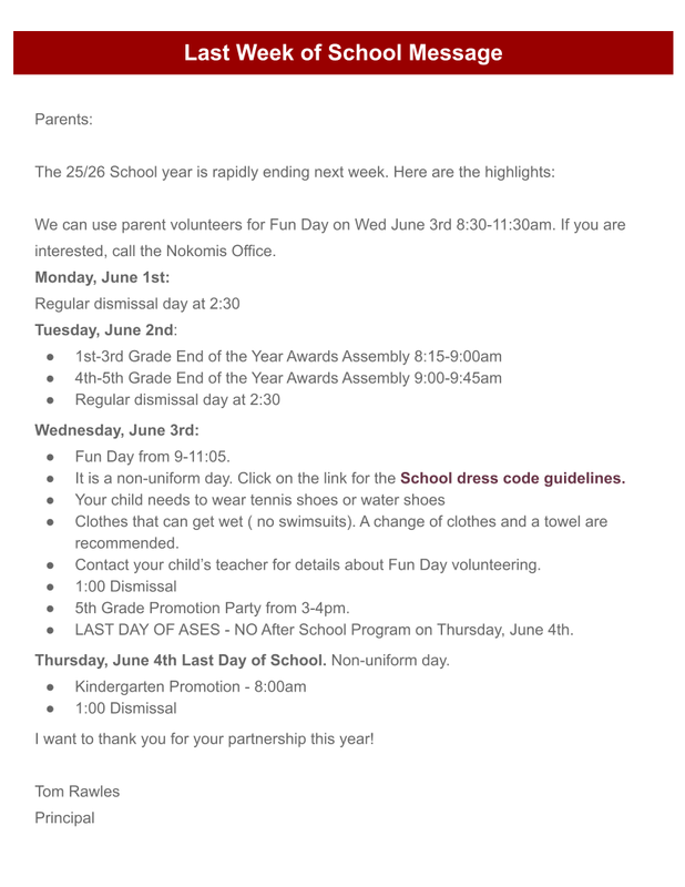 A letter for the last week of school
