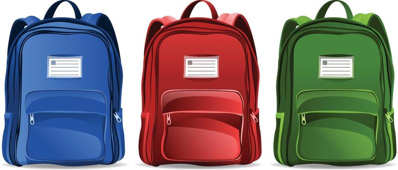 multi-colored selections of backpacks clipart