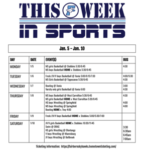 Sports Dates for this week
