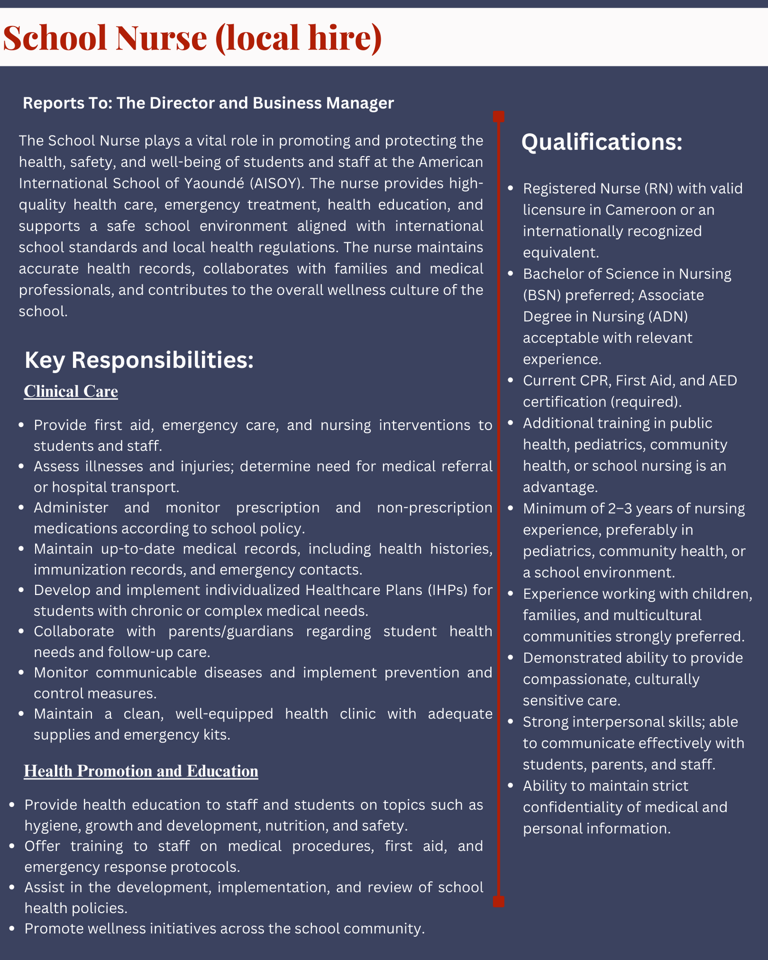 School Nurse local hire job