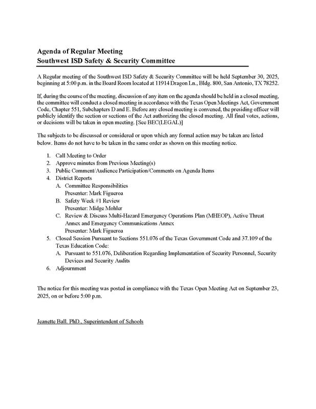 SSC Agenda - 9-30-25