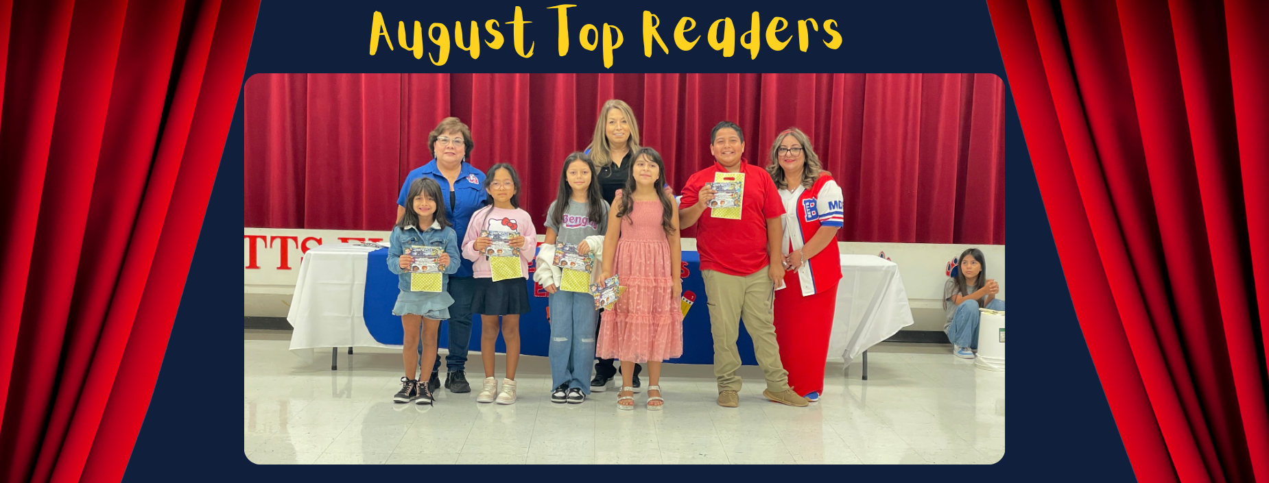 August Top Readers
Students pictured with Librarian, AR Clerk and Principal