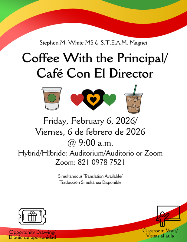 Coffee with the principal.  Click here for zoom