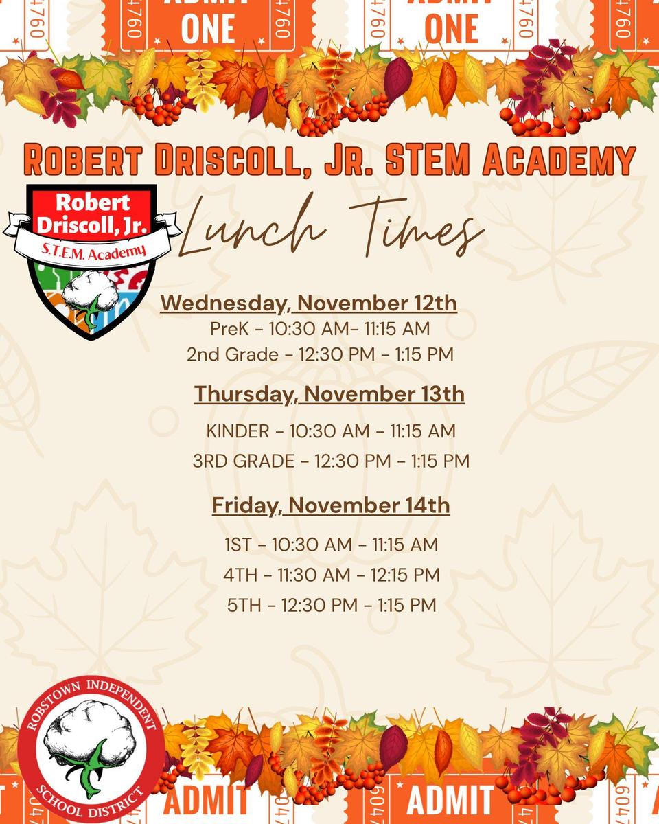 Thanksgiving lunch dates and times