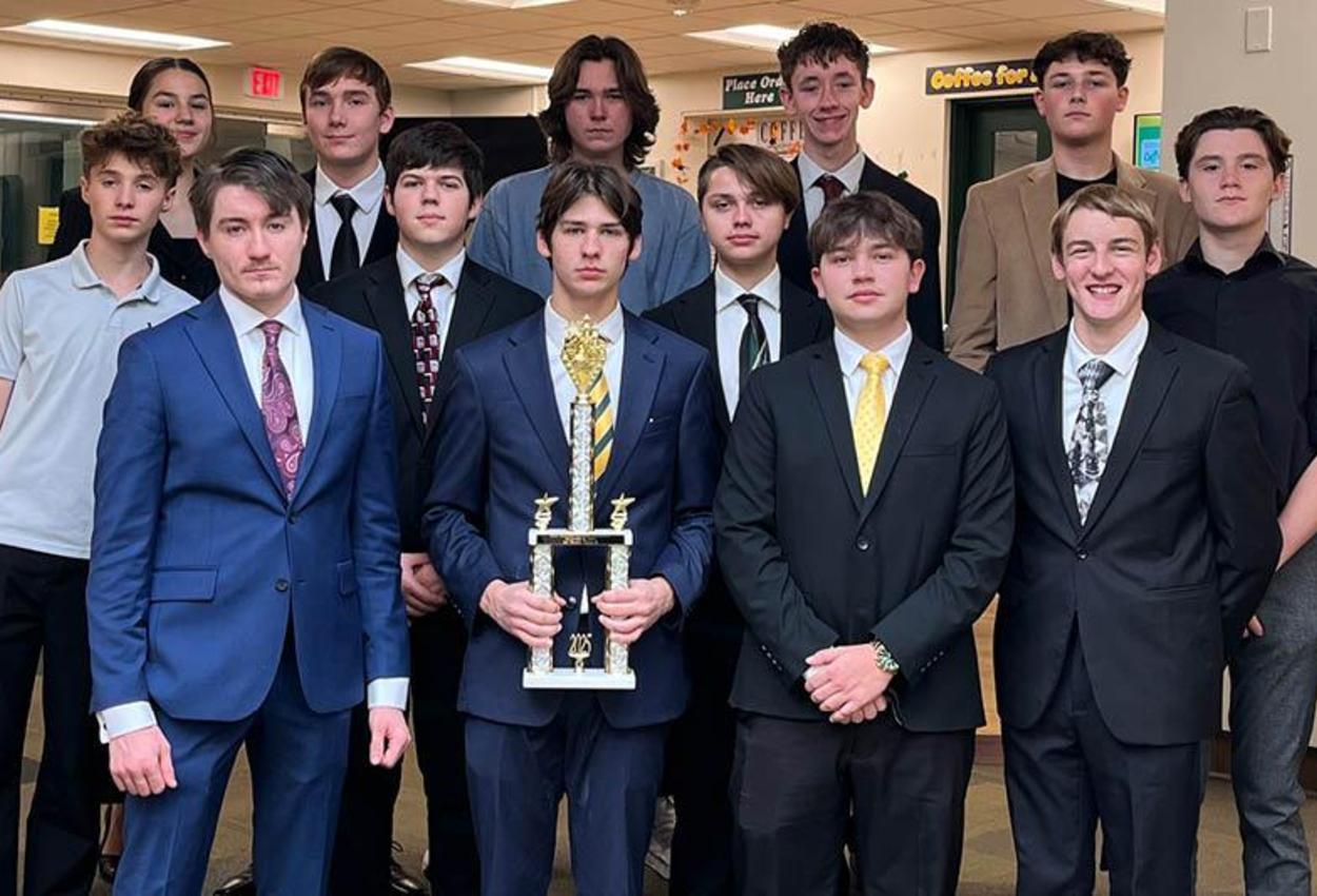 PT Chess Team members:  (front) Alex Heintz, Paul Pierce, Nathan Lazeration, Collin Dransart, (middle row) Elijah Kreidler, Braden Dynys,  Maddox Beech,      Nino Sunseri, (back row) Evelyn Hartman, Nolan Schnauber, Marcelo Garcia, Andy Baker, and Tyler Kido
