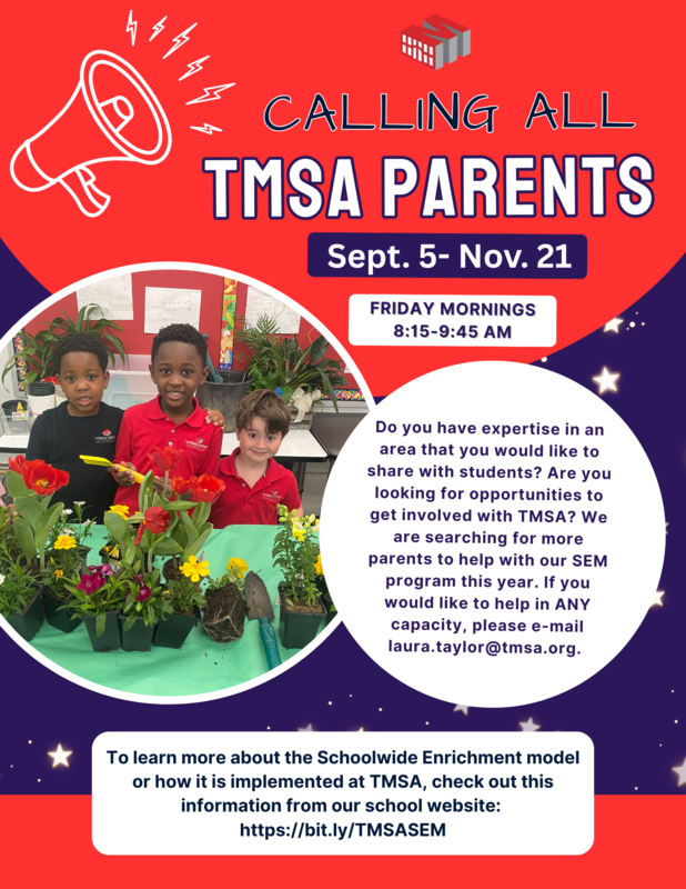 TMSA Invites Parents to Support Schoolwide Enrichment Model (SEM) Program Featured Photo