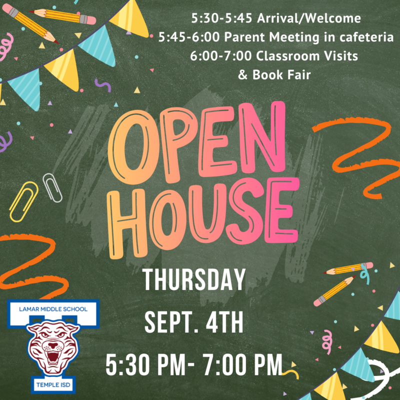 Lamar open house on september 4th at 5:30pm