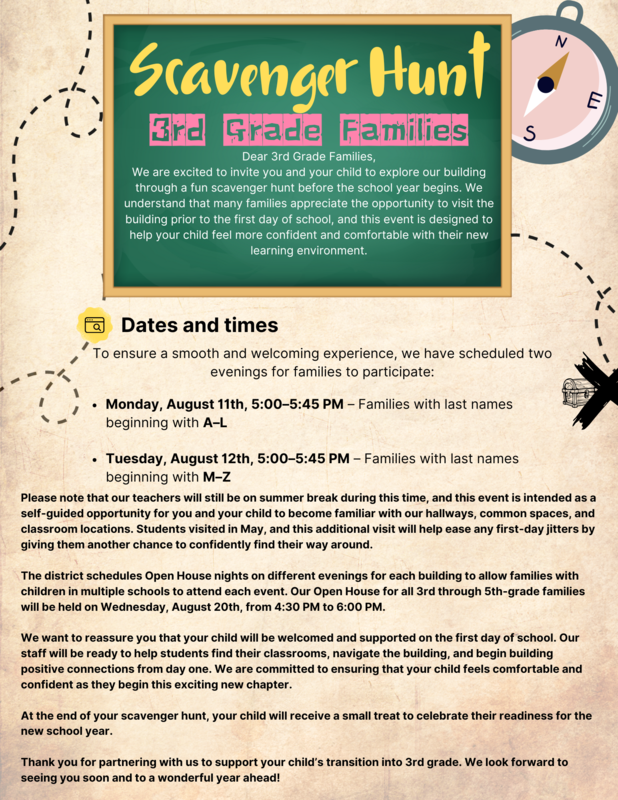 Fairborn Intermediate 3rd Grade Scavenger Hunt
