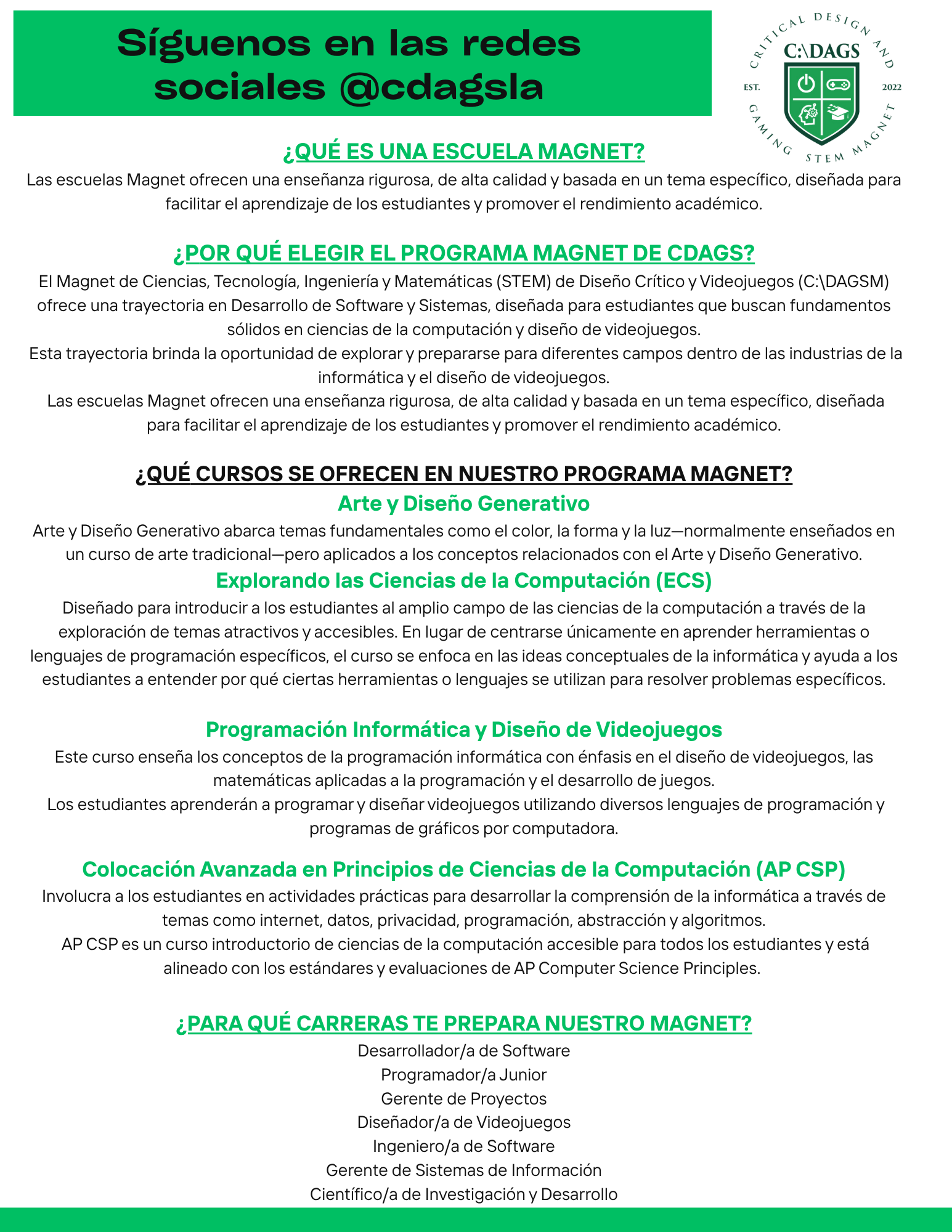 Magnet School FAQs 1 pager ESPANOL