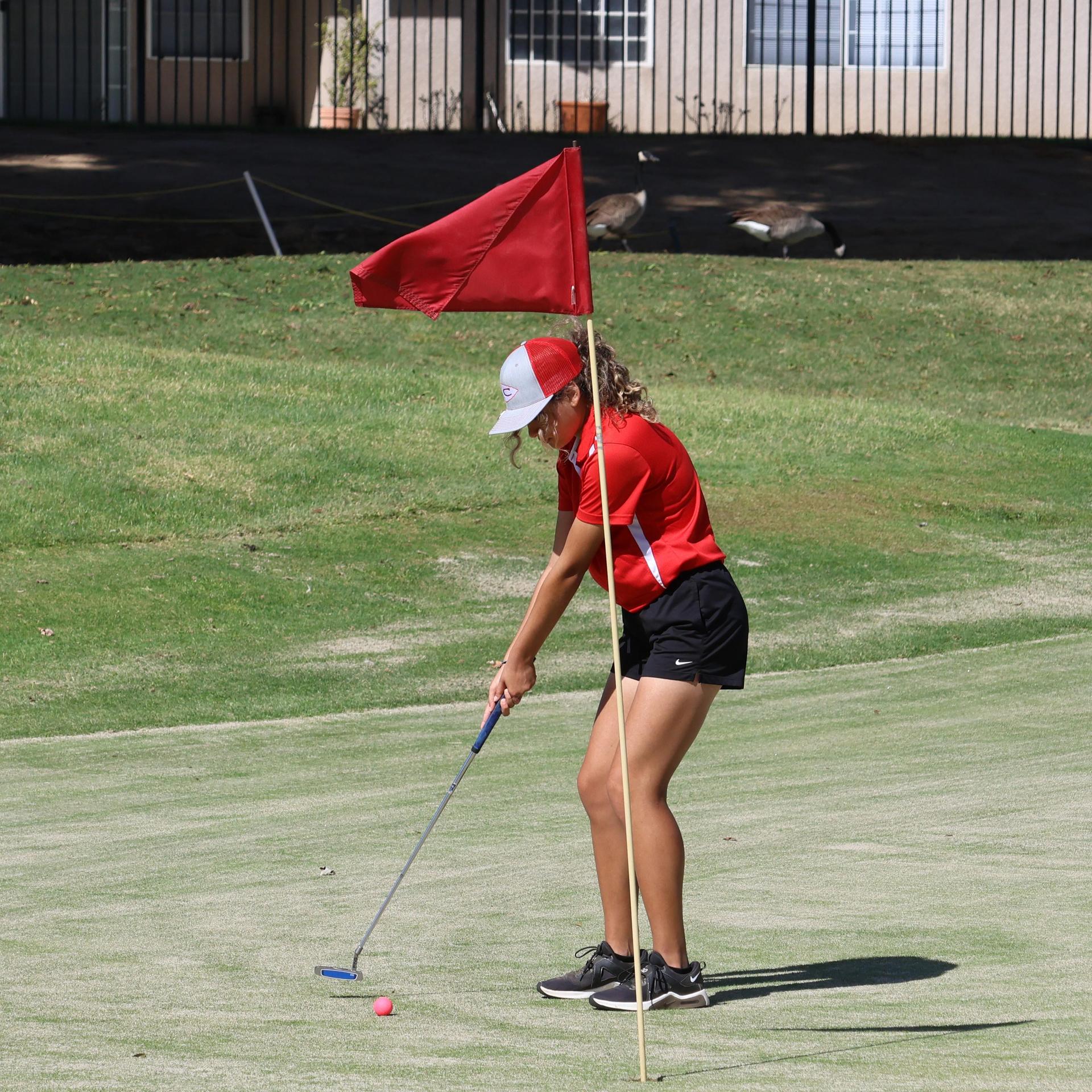 Girls golfers in action at the championships