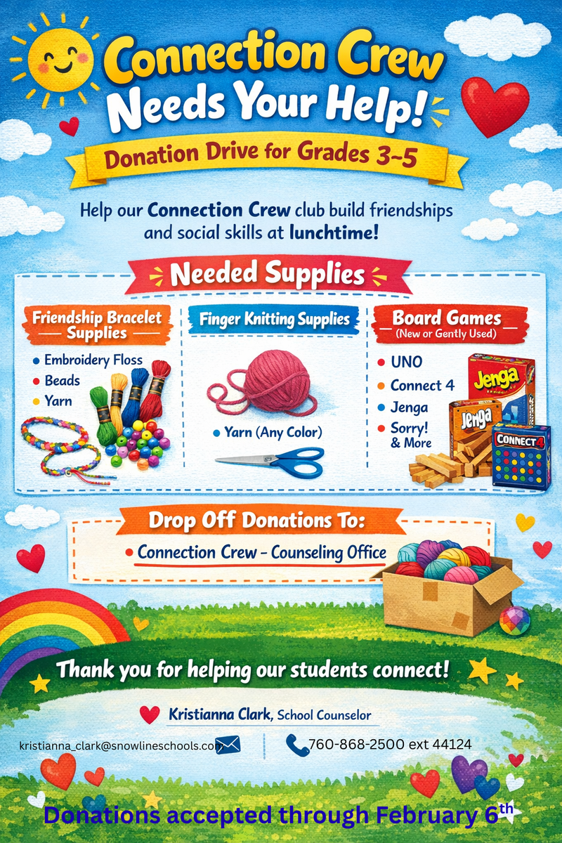Donation Drive for our Connection Crew Featured Photo