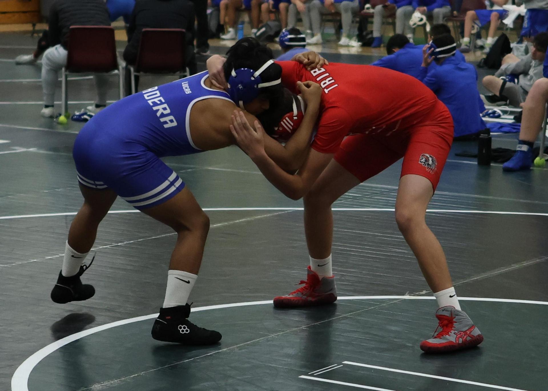 Boys wrestling in the Liberty Duals event 9