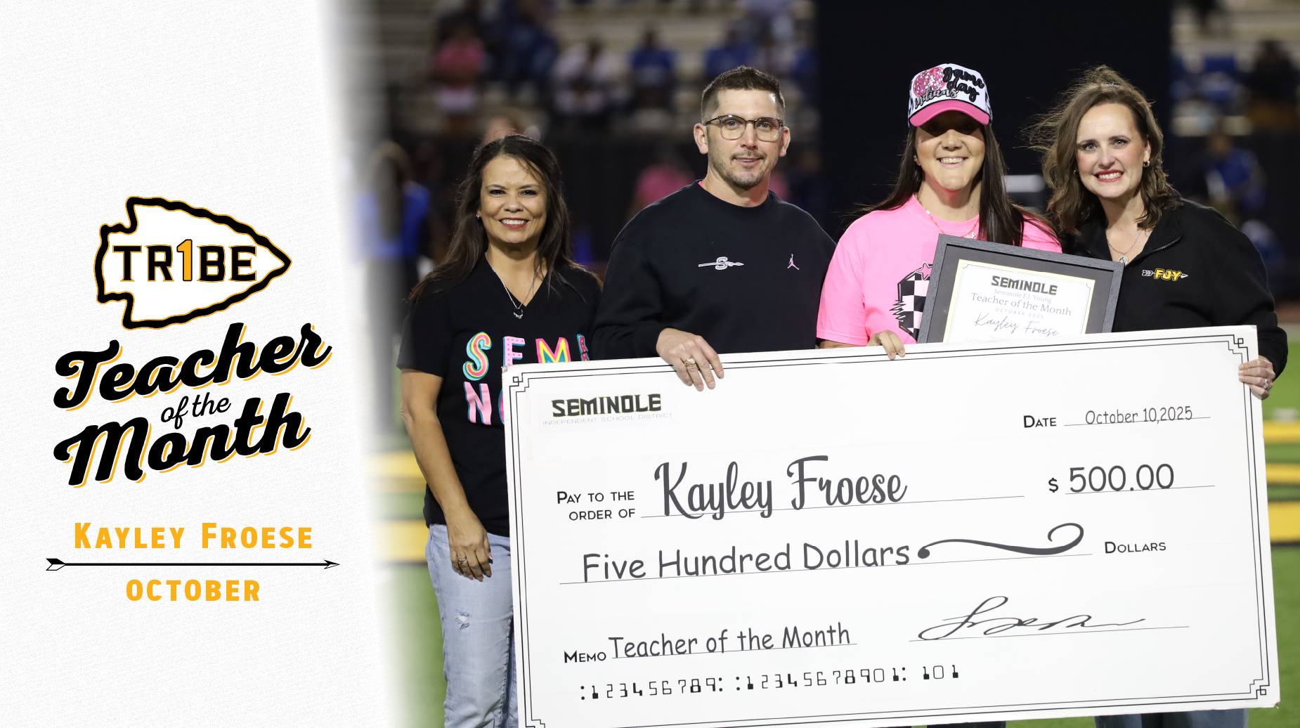 Mrs. Kayley Froese has been recognized as October's Teacher of the Month