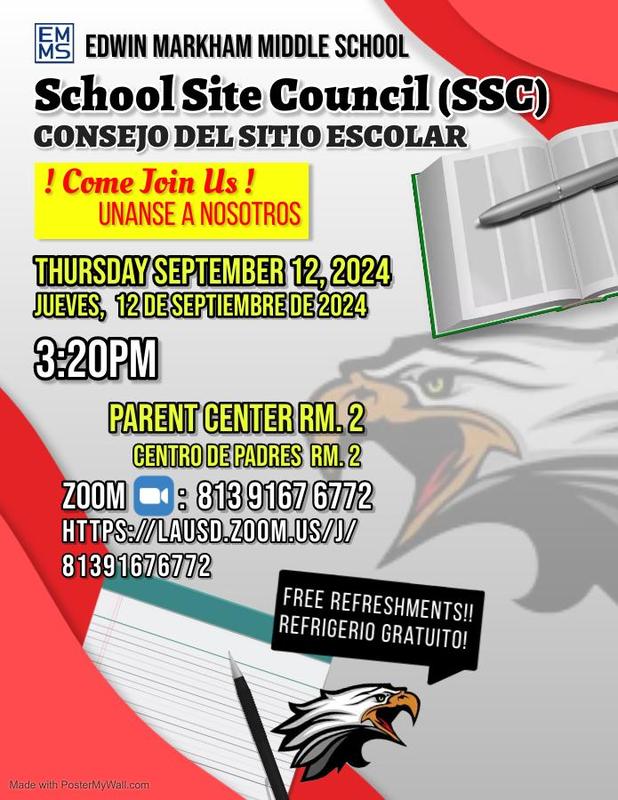 SSC Meeting Junta de SSC Edwin Markham Middle School