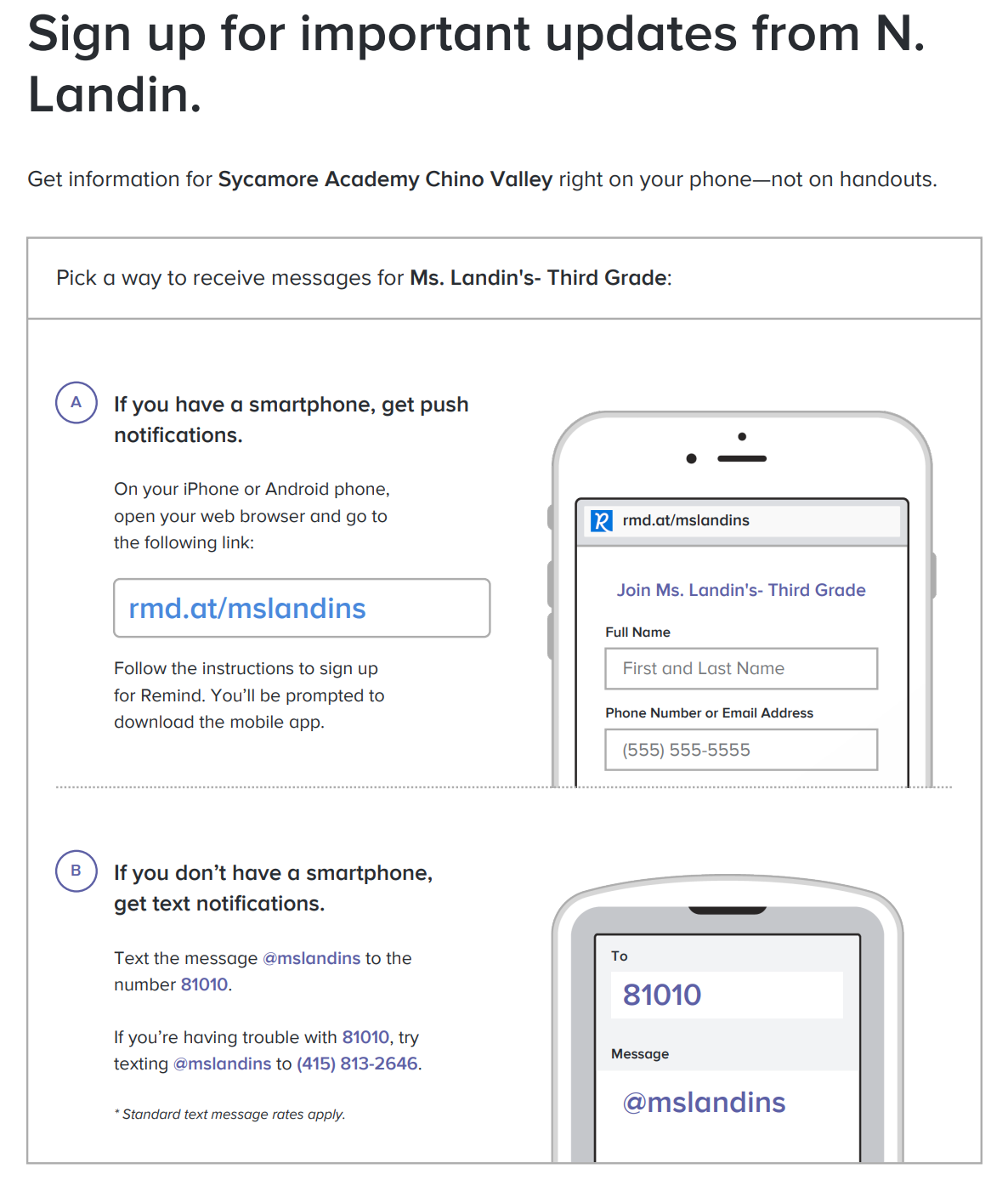 Remind signup flyer