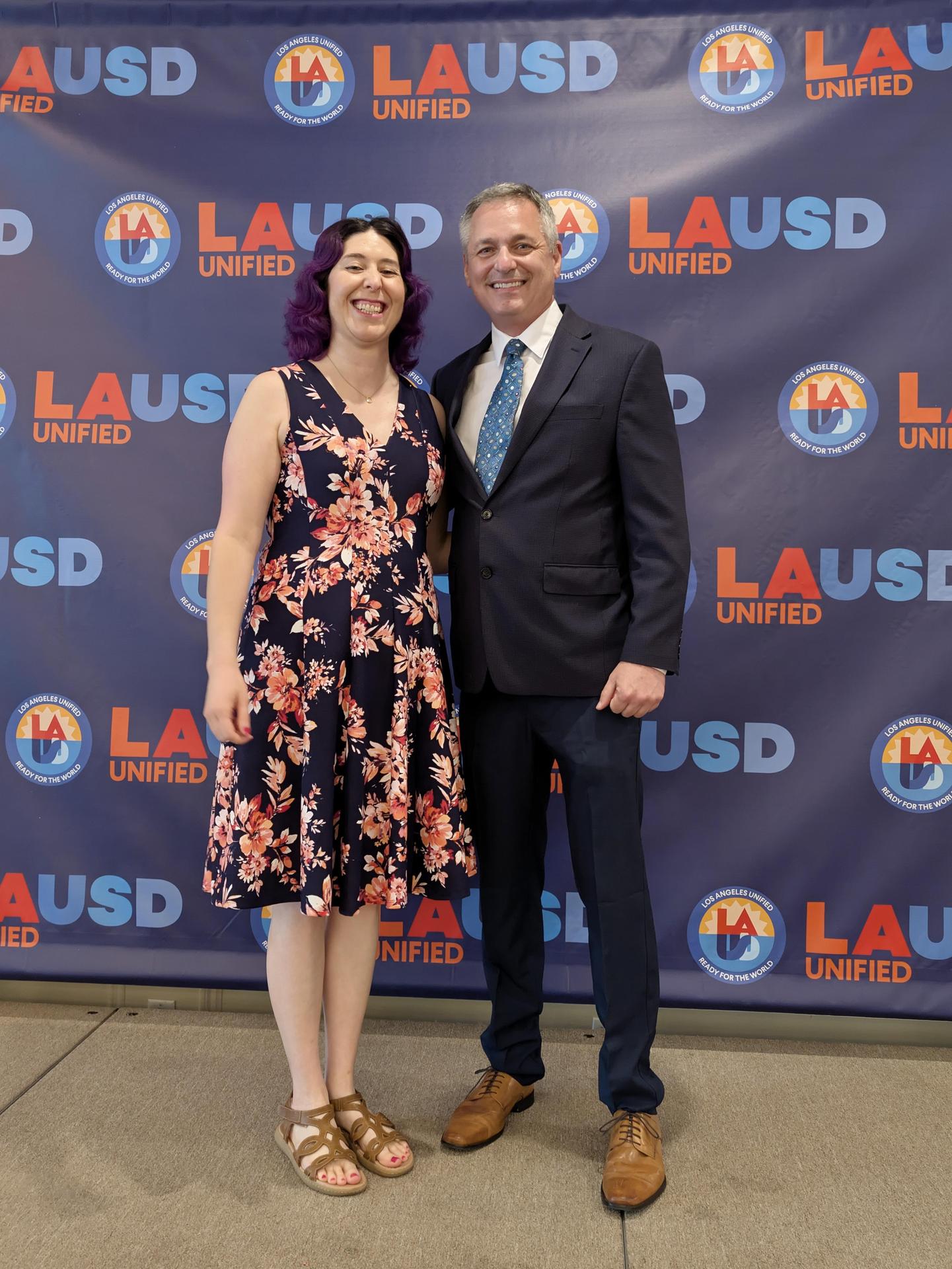Ms. Hohmann with Mr. Rich at the Teacher of the Year ceremony