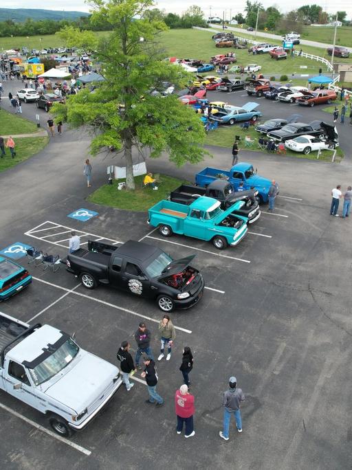 Aerial photo of car show