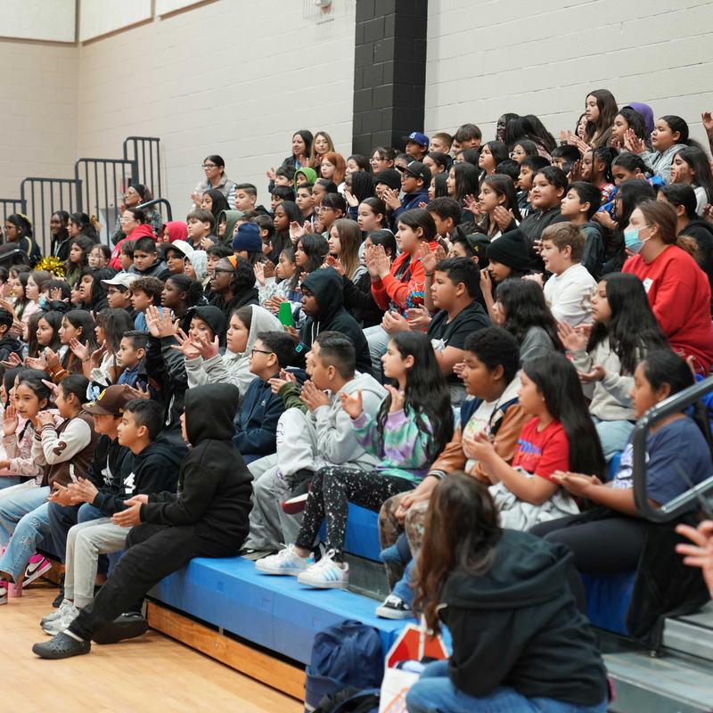 5th grades students at informational meeting at SJLA