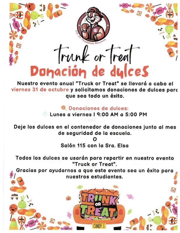 Trunk of Treat Flyer. Spanish