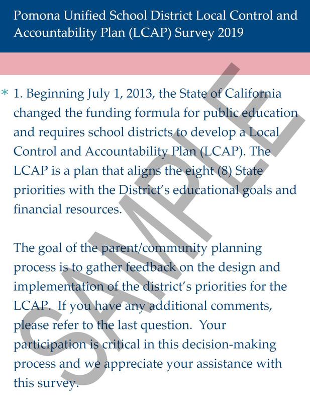 Take the 2019 LCAP Survey NOW!