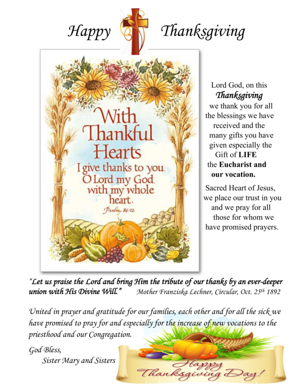 A Message of Thanksgiving from Sister Mary Coffelt, F.D.C. Featured Photo