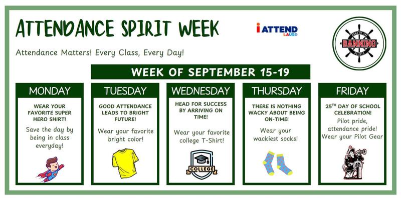 Attendance Spirit Week - September 15-19 Featured Photo