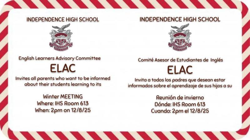 Winter ELAC Meeting 12/8/2025