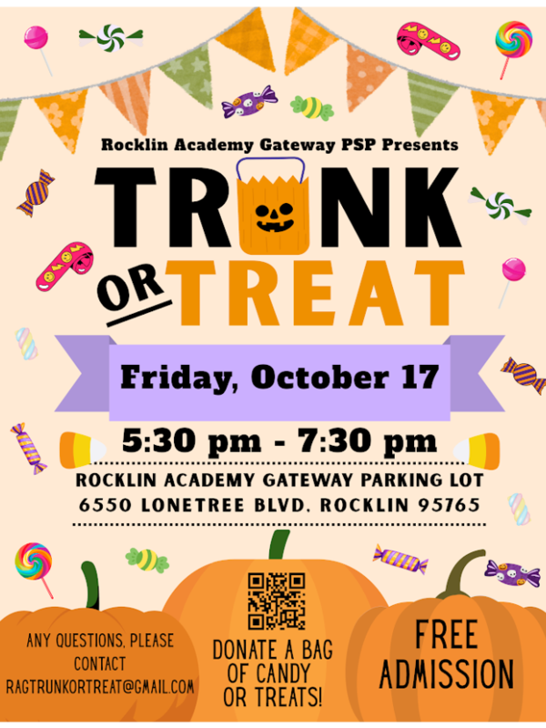 pumpkins, candy: trunk or treat