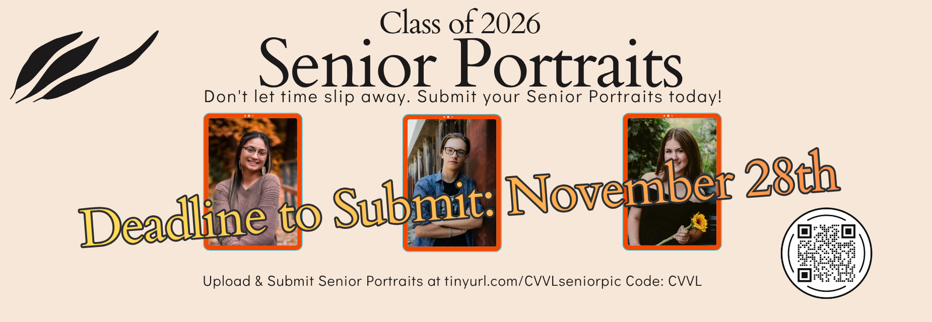 Senior portraits due November 28th