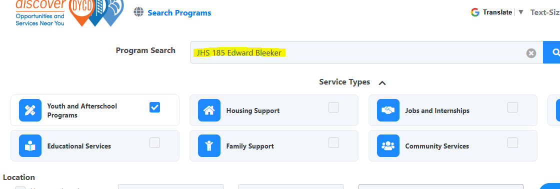 search bar on webpage