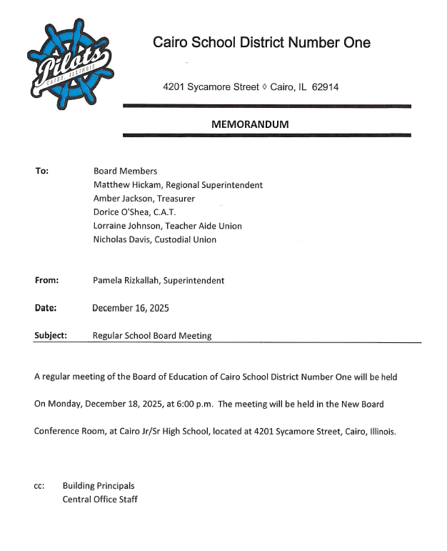 Board Meeting - Thursday, December 18th @6PM Thumbnail Image