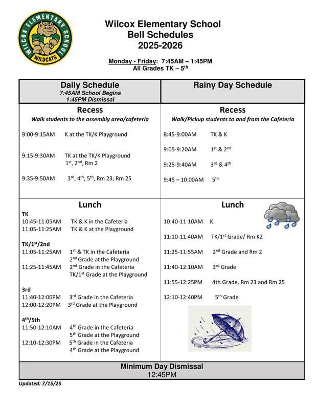 Bell Schedule